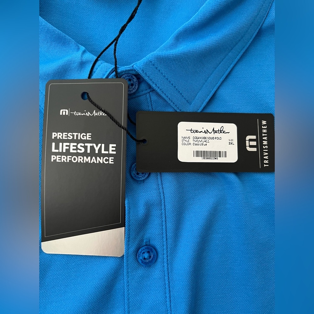 New Travis Matthew classic blue Oceanside performance golf polo. Size XXXL - Picture 4 of 11